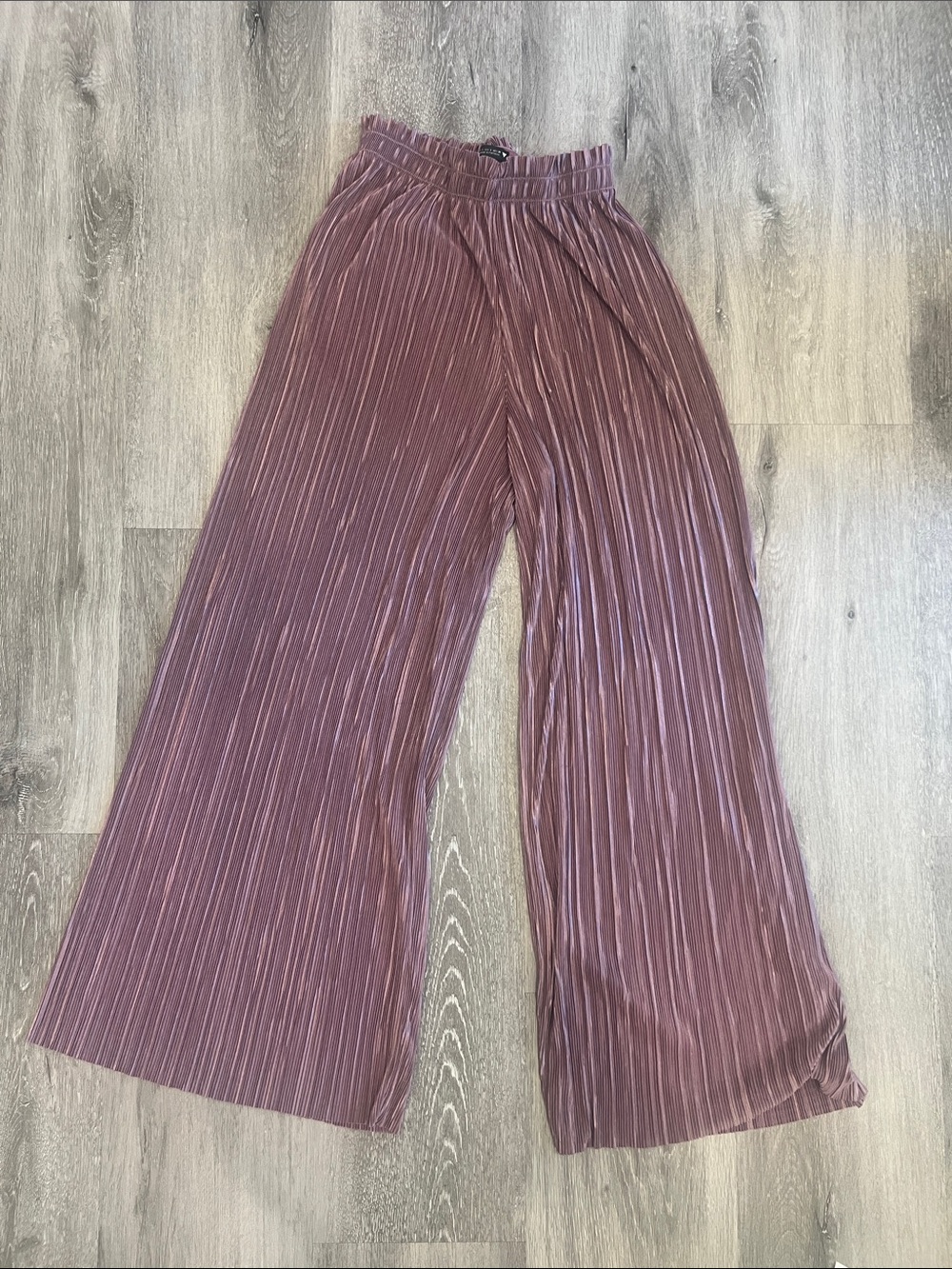 Zara Pleated Wide-Leg Pants in Mauve